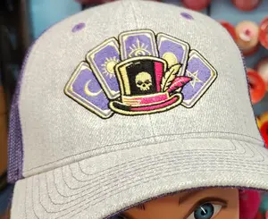 New Orleans Voodoo Tarot Hat – Embroidered Top Hat & Skull Cap – "Friends on the Other Side" Theme