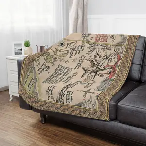 The Hobbit Thror Map Throw Blanket Gift For LOTR Fans Fleece Blanket, Middle Earth Blanket, Smaug Dragon Throw Blanket