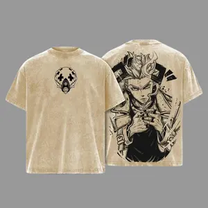 Enjin Gachiakuta Washed Tee – Heavy Cotton Oversized Vintage Graphic T-Shirt, Gritty Manga Antihero Streetwear, Cyberpunk Style Unisex Retro Top