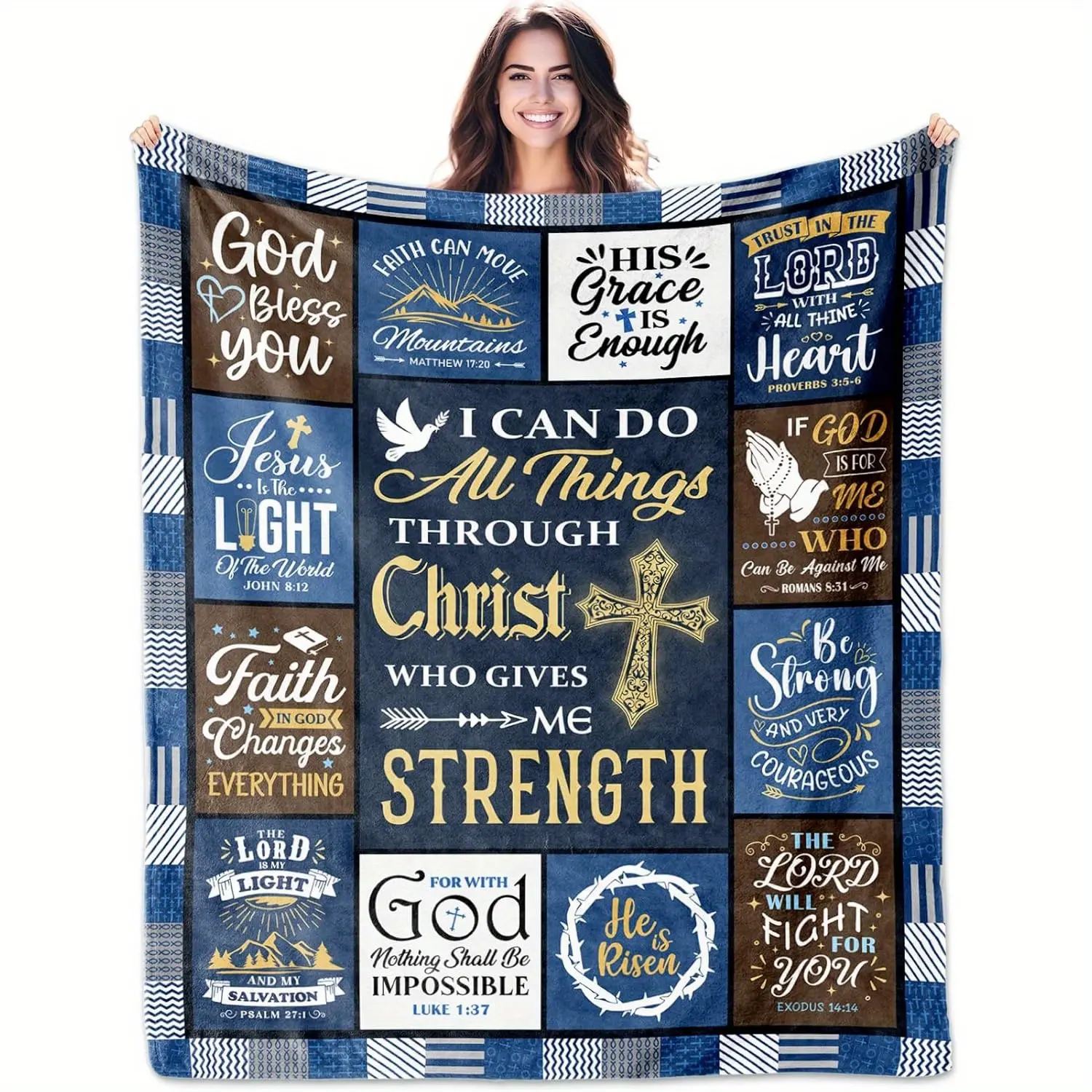 280GSM Plush Flannel Throw Blanket - Art Print, Decorative Text, Digital Printing with Vintage Religious Inspirational Quotes, Cozy Christian-Themed Gift for Faithful, Soft All-Season Comfort, Art Print Blankets, Decorative Text Blankets