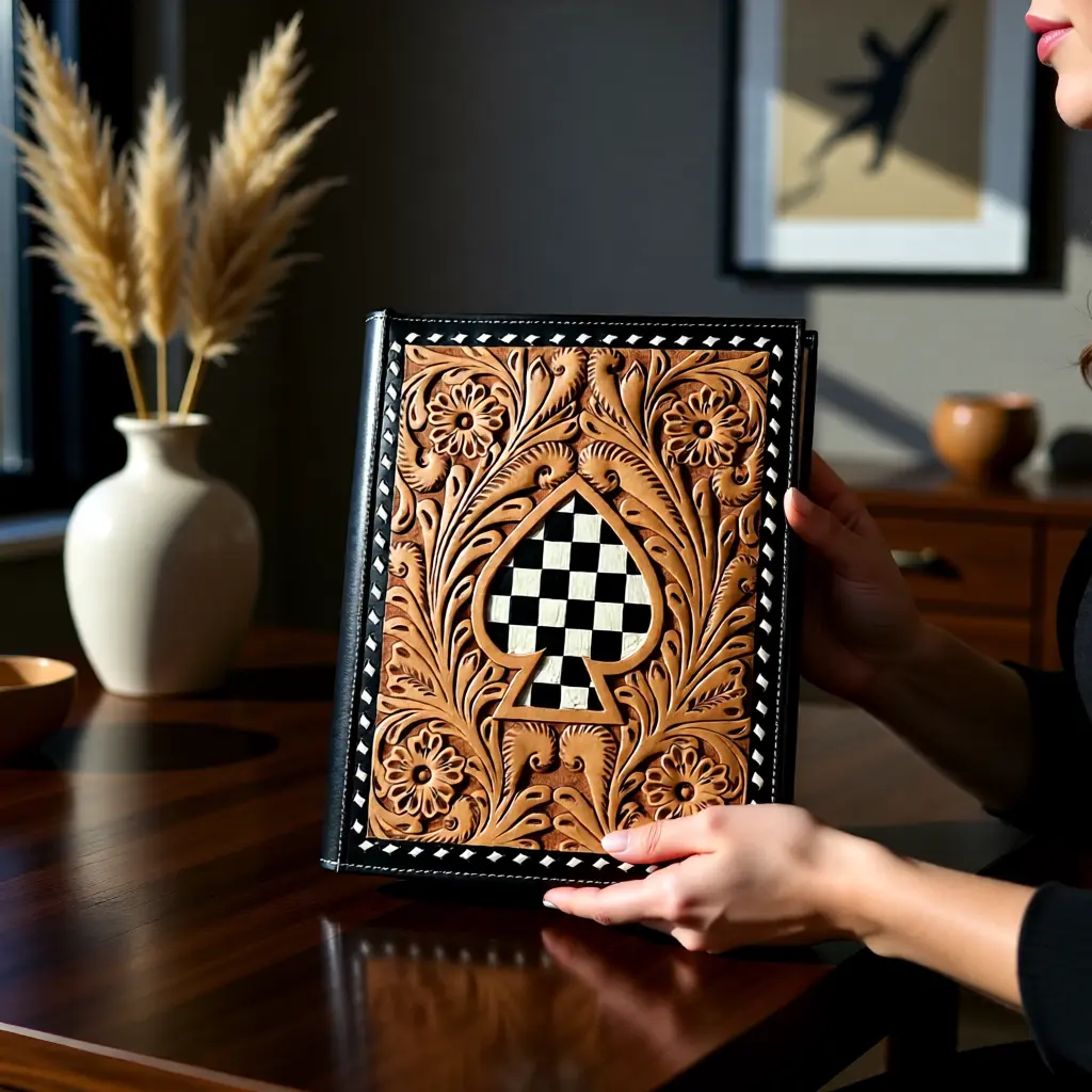 The Wild Card Portfolio Hair-On-Hide & Hand-Tooled Leather Executive Portfolio