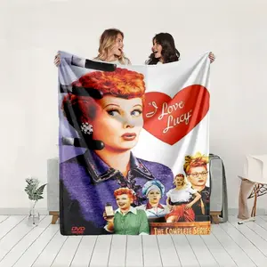 1 piece I Love Lucy TV Series Complete DVD Cover_7944 themed flannel blanket - Modern design flannel blanket, suitable for sofas and beds, all-season multi-purpose use, super soft and warm, digital printing, 100% polyester material, machine