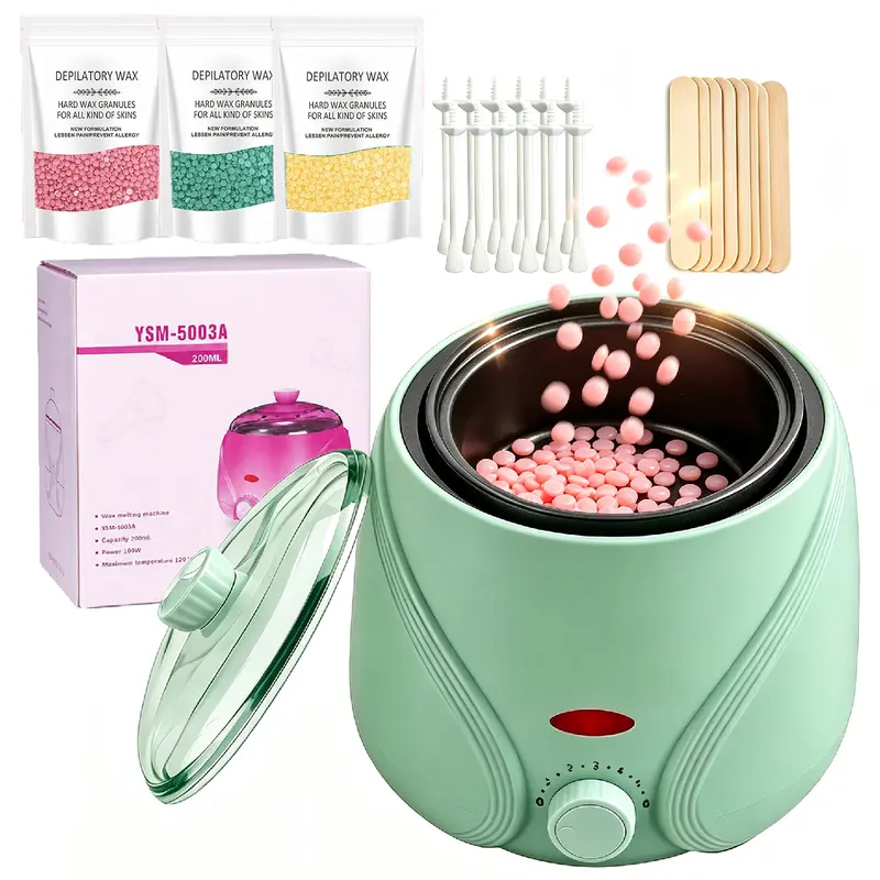 Waxing Kit, 200ml Wax Warmer With 3 Packs Hard Wax Beads, Wax Pot Machine for Full Body, Face, Eyebrows, Legs, Bikini, At Home Hair Removal Kit With 20 Accessories for Women Men