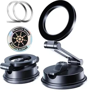 360° Adjustable Vacuum Magnetic Phone Holder, Airgrip - Magnetic Vacuum Phone Holder for Car, Vacuum Suction Magnetic Mount, Gym/Truck/Boat/Shower Android with Radiation Protector Sticker
