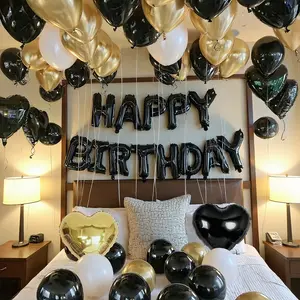 Ultimate Happy Birthday Balloon Set Complete Garland Arch Kit with 16-Inch Letter Balloons Heart Balloons & Stylish Latex Balloons for Perfect Party Decorations