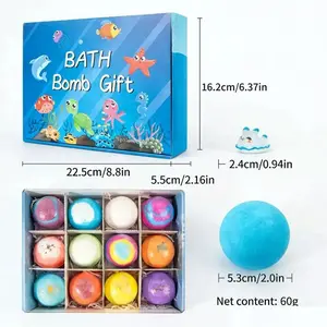 12-Pack Children's Essential Oil Bath Bombs, including a Bubble Bath Toy Set; soothes babies during bath time, delivering a fun-filled and relaxing bathing experience.