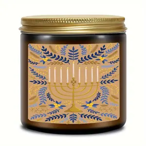 1pc Hanukkah lavender scented candle, soy wax, Hanukkah Star of David Dreidel single wick candle, oval bottle, gift for Canukkah Holiday Gift blessing