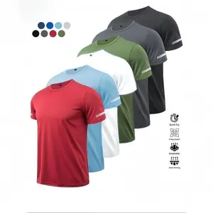 Multi piece men's short sleeved sports T-shirt quick drying running blue football training fitness casual clothes