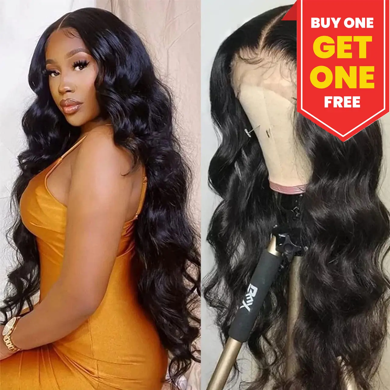 【BUY 1 GET 1 FREE】13x4 NEW ARRIVAL Lace Front Wigs Human Hair 180 Density Body Wave HD Transparent Lace Frontal Wigs For Women Lace Front Wigs Human Hair Pre Plucked with Baby Hair