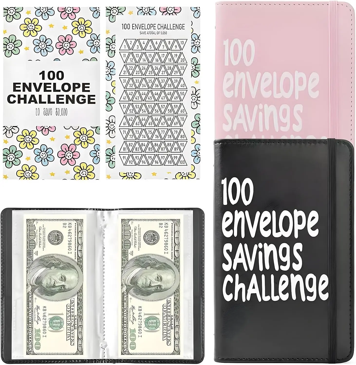 100 Days Money Saving Challenge Coin Envelope Budgetstorage Book Mini 100 Day Envelope Savings Challenge Book, Cash Money Budget Planner Binder Envelopes to Save $5,050, $500, $10,000