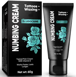 Multi-Purpose Numbing Cream with 5% Lidocaine for Tattoos Waxing Lip Fillers Topical Pain Relief Cream with Vitamin E 60g Fast-Acting Long-Lasting Formula