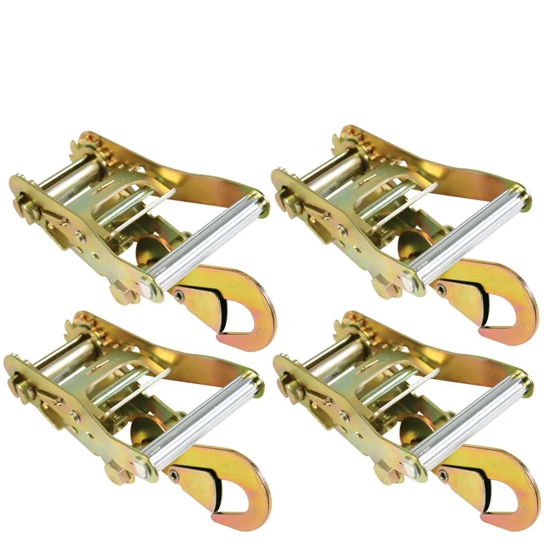VULCAN Ratchet Strap Buckles - Snap Hooks - 4 Pack - 3,300 Pound Safe Working Load Heavy Duty