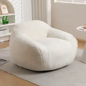Beanbag Chair, Big Bean Bag Chair with Filler, Living Room Bean Bag Chair for Adult, Large Beanbag Chair for Adults with Filling (Teddy Fabric in Ivory, 39.4" Wx36.6 Dx26.8 H)
