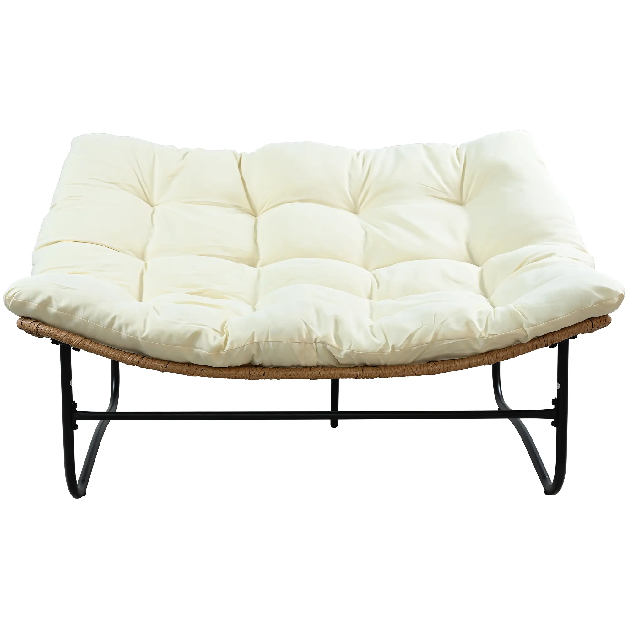 2-Seater Modern Outdoor Rattan Sofa - Patio Lounge Furniture with Fixed Arms, Extra Thick Waterproof Cushions, Easy Setup for Balcony, Garden