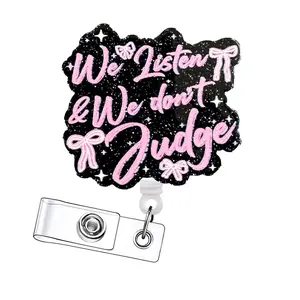 Funny Retractable Badge Reels, Badge Decoration, Acrylic ID Holders with Clips for Nurses, Doctors, Students & Office Staff, 15-Piece Set