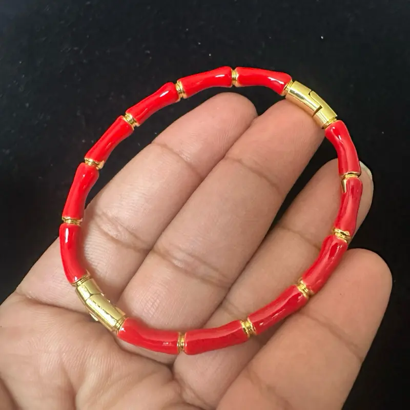 Red and golden bamboo bangle Womenswear