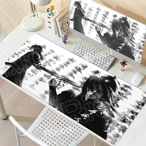 Black White Mousepad Samurai large gaming Mouse Pad Extended Desk Mat Gaming mats anti-slip Durable keyboard mouse mat Office accessories