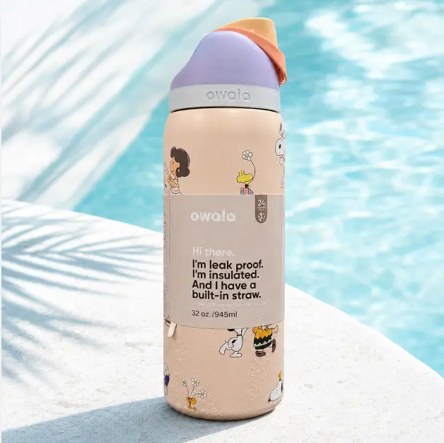 Owala FreeSip 32oz Stainless Steel Water Bottle, Leakproof Insulated Tumbler, Built-In Straw, Keeps Drinks Cold 24H & Hot 12H