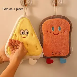 1 Pack Cartoon Shaped Hanging Hand Towel | Thickened Absorbent Skin-Friendly | Creative Handkerchief Souvenir Small Gift for Home Kitchen Bathroom Daily Use