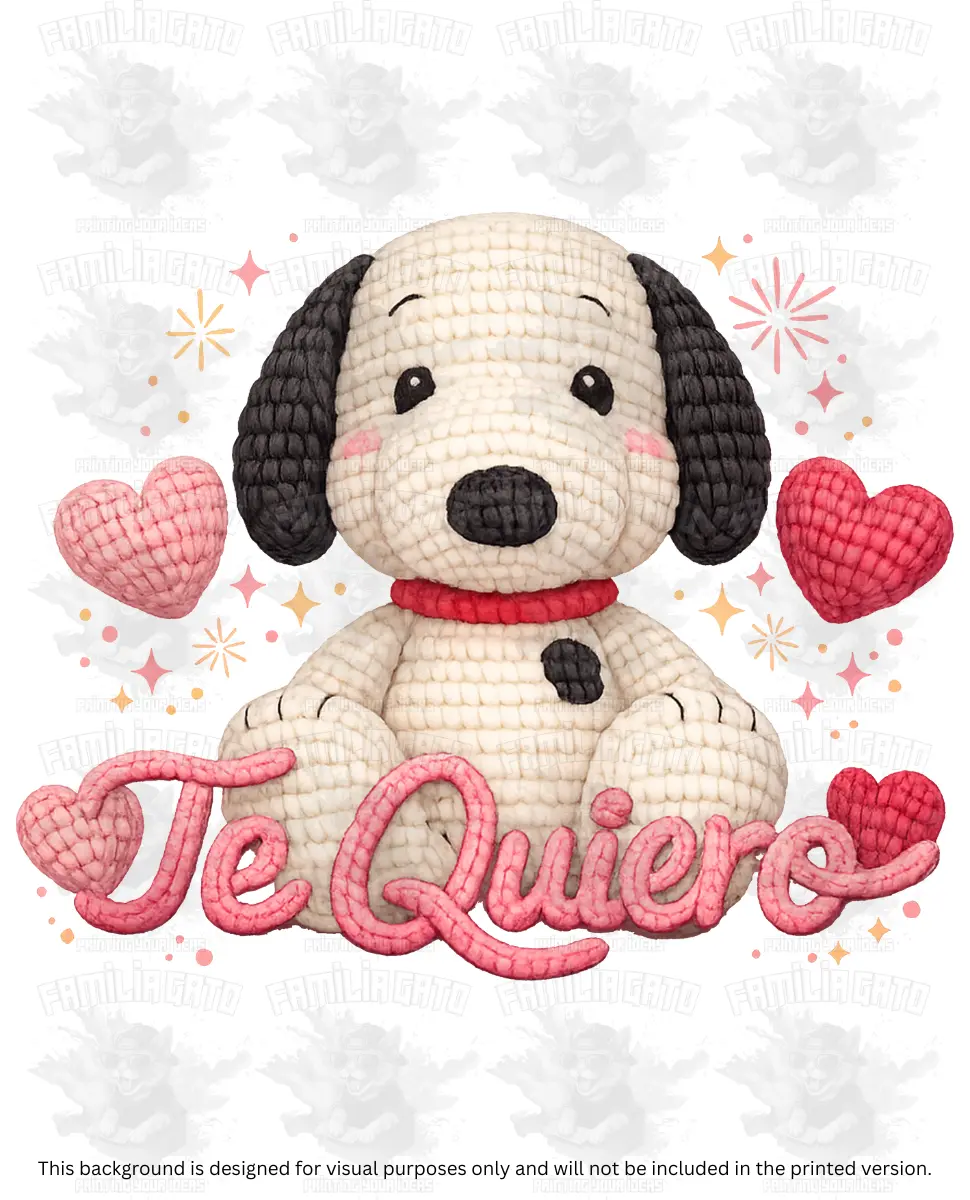 Valentine's Day Faux Yarn Firulais Dog Te Quiero DTF Transfer, DIY Crafts Supplies, Specialty DIY Craft Material