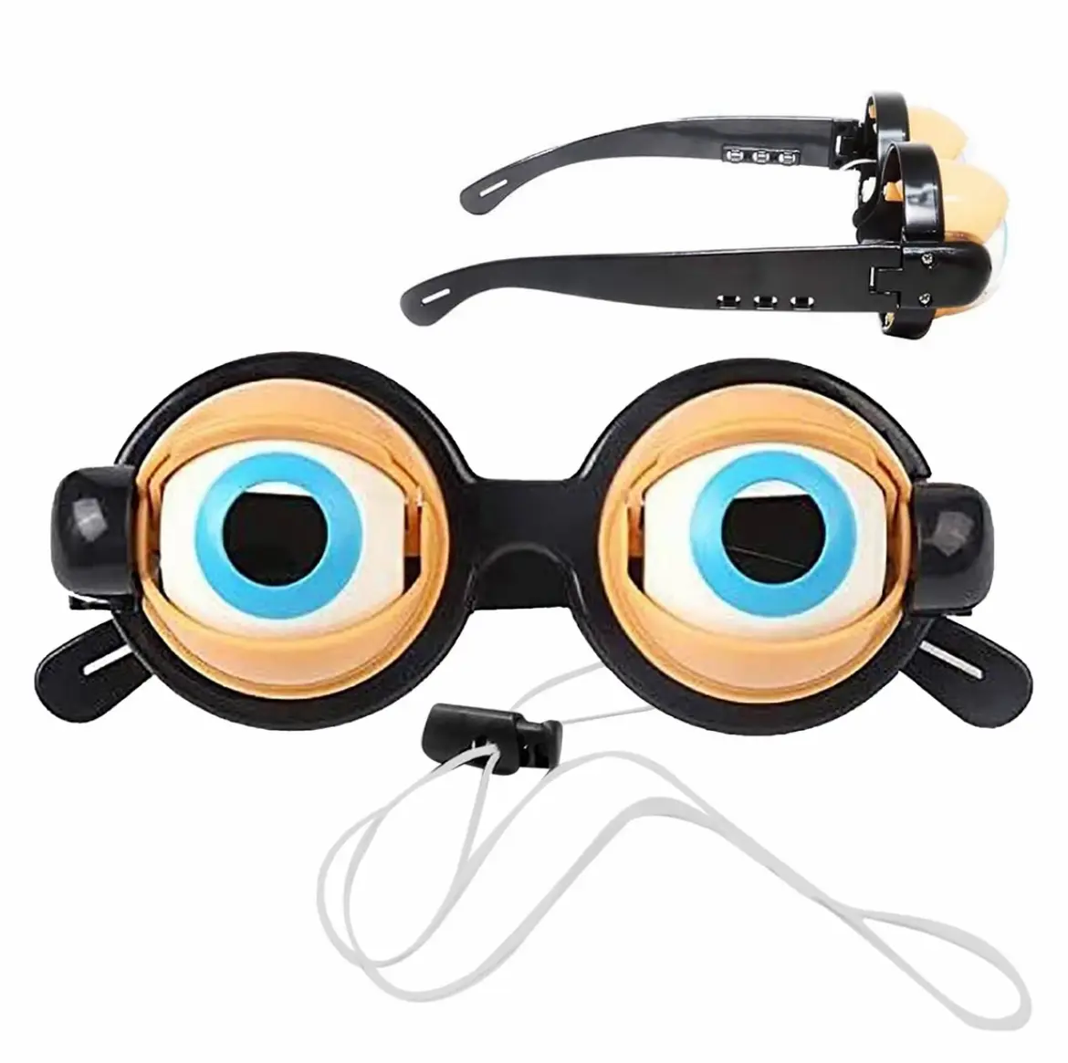 Crazy Wiggle Eyes Prank Glasses, Pull Rope Funny Drooping Eye Eyeglasses, Novelty Cosplay Party Props, Hilarious Trick Accessory for Halloween Party Carnival Photo Booth