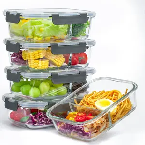 5-Pack (36 oz) Glass Food Storage Containers with Upgraded Snap Lock Lids, Suitable for Microwave, Oven, Refrigerator, and Dishwasher, Leak-Proof Sealing Set