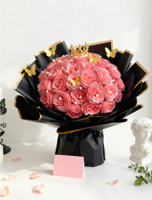 Glitter Rose Bouquet 1/6/12/20pcs – Artificial Roses for Gifts & Home Decor (DIY)