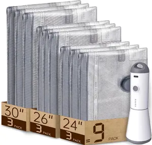 Space Saver Vacuum Storage Bags with Portable Electric Pump, Vacuum Seal Bags for Clothing Travel, Compression Bags for Travel & Home, Clothes, Blankets, Seasonal Storage, 9/18 Combo (5L/5M/5S)