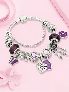 Classic Enamel Heart Butterfly Flower Charm Bracelet, Dreamcatcher Beaded Jewelry Gift, Elegant Fashion Accessory, Beaded Bracelets