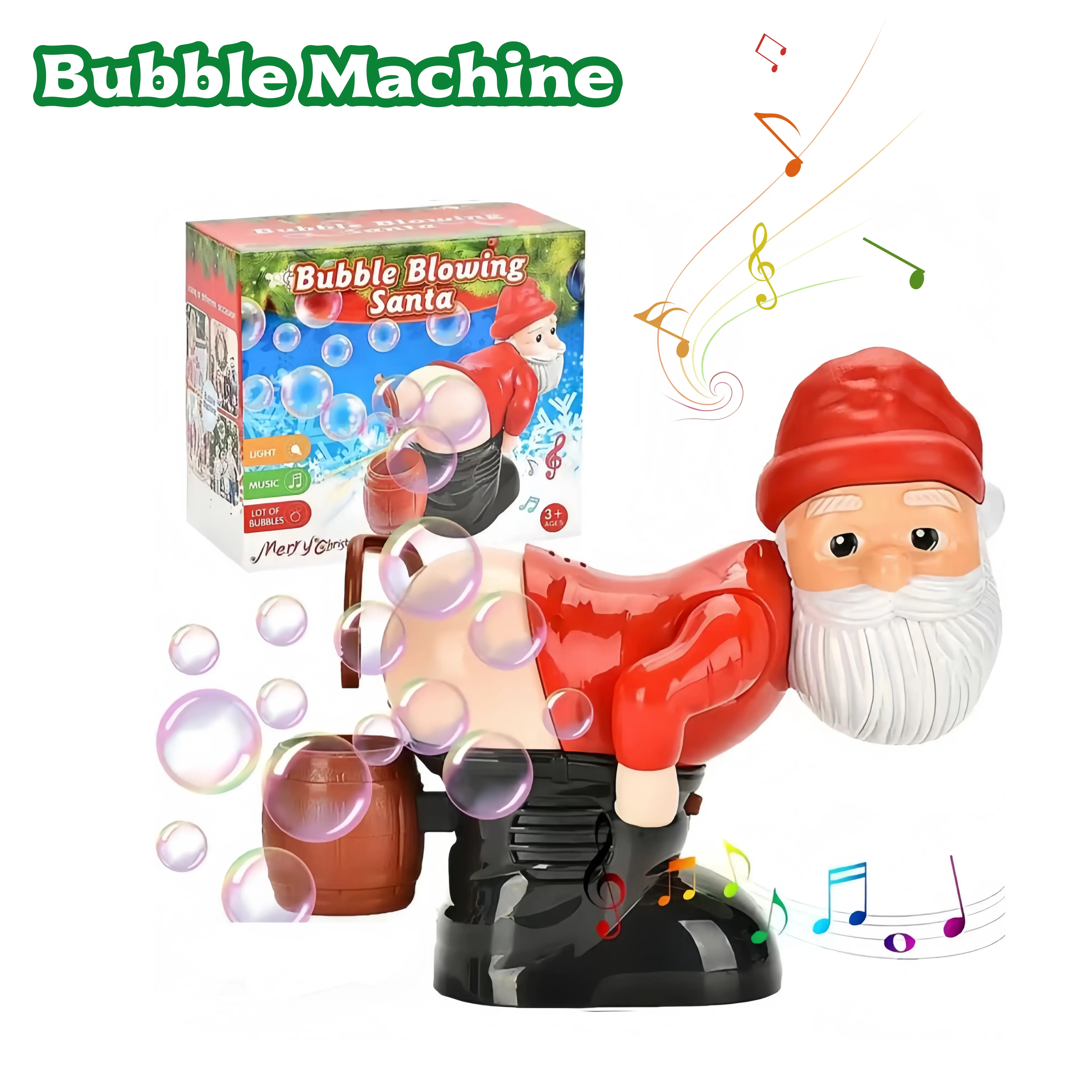 Bubble machine, Santa Claus bubble machine, Christmas prank toy with funny sound effects and festive music, outdoor bubble gun, the perfect birthday gift for kids, creates a romantic atmosphere, party prop