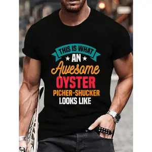100% Cotton Oyster Picher-Shucker Bivalve Mollusks Shelfish Seafood T-Shirt Women's Men's Graphic Tee Crew Neck summer vacation Tops