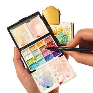 32 Colors Pearlescent Watercolor Paint Set, Portable Palette Box, DIY Art Supplies for Design, Sketch & Painting, Ideal for Artists, Travel Painting Supplies