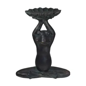 Northlight 22.25" Gray Yoga Frog w/ Bird Feeder Garden Statue