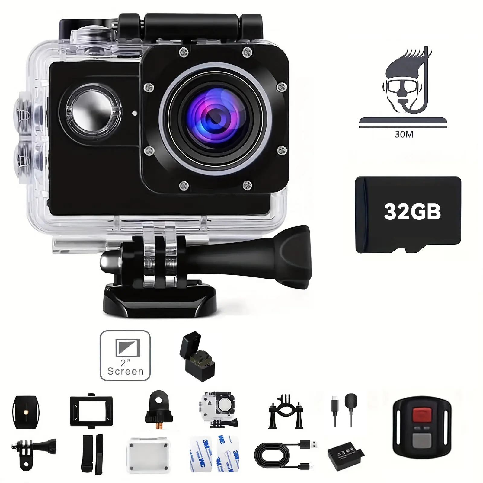 Wireless Action Camera with Ultra HD Video,12MP Photos, HDR, Daily Streaming,Stabilization,Vlogging Camera,Good Choice for Outdoorfun and Gift-giving