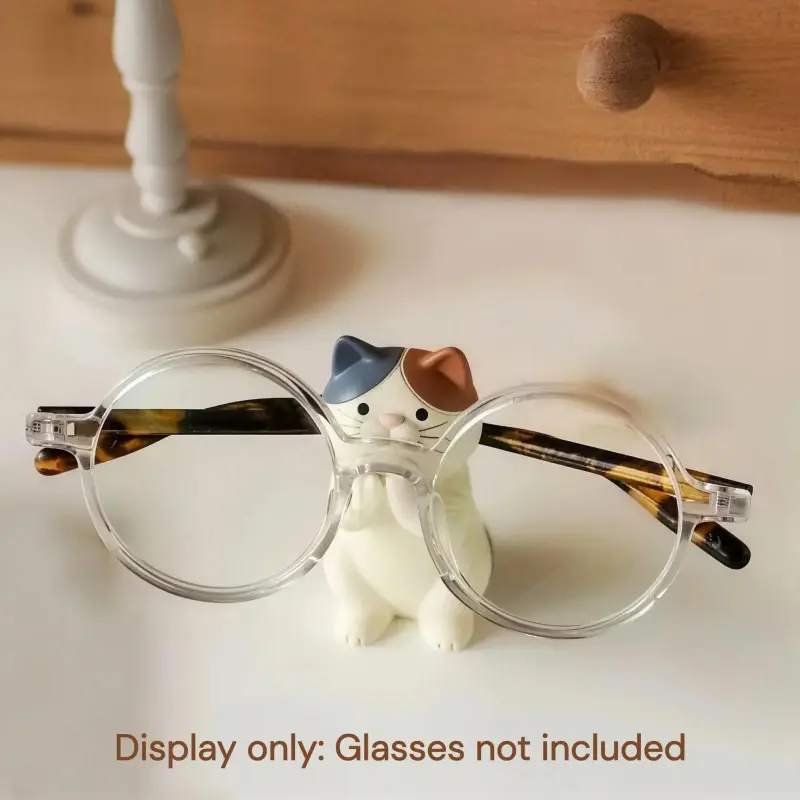 Cute Cat Design Charm Glasses Holder, 1 Count/10pcs Resin Ornament Eye Glasses Holders Eyeglass Glasses Holder, Creative Desktop Decoration for Home Living Room & Office & Coffee Shop Eyeglasses Holder