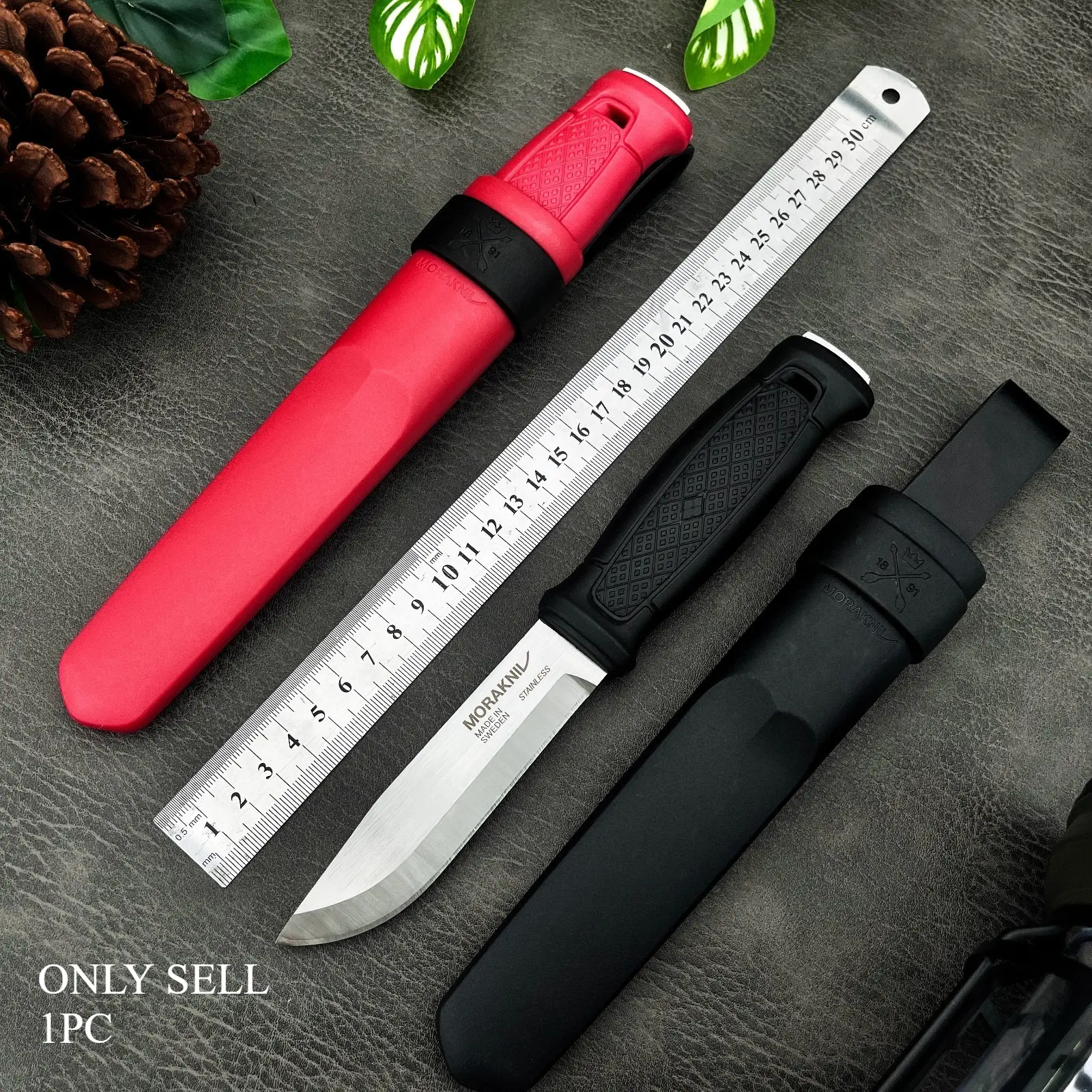 New Survival Fixed-Blade Knife with Sheath, High-Hardness 440C Blade, Nylon Fiber Handle  EDC Survival Equipment, Camping, Exploration, Hiking, Mountaineering Tool, Portable Jungle Cutting Outdoor Knife, Gift, Outdoor Camping Knives