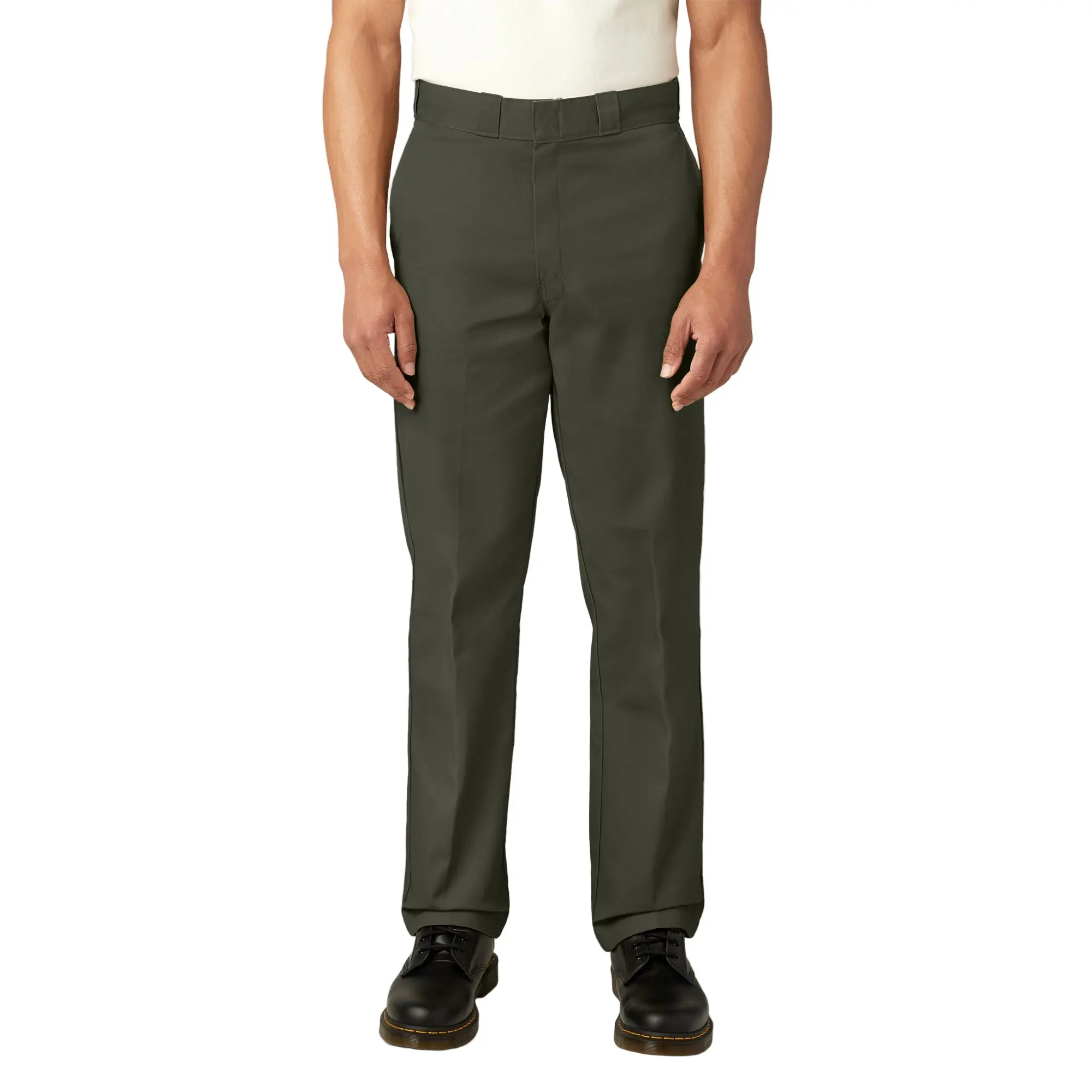 Dickies Men's Original 874® High Waist Full-Length Straight Leg Relaxed Fit Cotton Workwear Pants - Olive Green, All Seasons, Plain Twill, Reinforced Seams, Welt Pockets, Belt-Compatible, Iconic Menswear, Comfy Men's Pants, Antistain Men's Pants