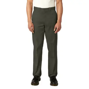 Dickies Men's Original 874® High Waist Full-Length Straight Leg Relaxed Fit Cotton Workwear Pants - Olive Green, All Seasons, Plain Twill, Reinforced Seams, Welt Pockets, Belt-Compatible, Iconic Menswear, Comfy Men's Pants, Antistain Men's Pants