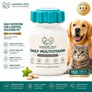 Harmony Pets Daily Multivitamin for Dogs & Cats - 150ct Pet Supplement Tablets for Immune Support, Skin & Coat Health, Energy & Vitality - All Breeds & Ages