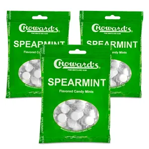 Choward's 3oz Spearmint Candy Bags 3 Pack | 49 Pieces Individually Wrapped Candy Mints | Nostalgic Spearmint Candy Bags | Perfect for Snacks in Lunchboxes, Pockets, Goodie Bags, and Birthday Parties
