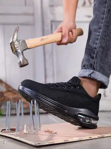 Anti-Slip Anti-Puncture Steel Toe Work Shoes, Work Protective Shoes, Breathable Safety Shoes for Men and Women, Lightweight Cushioned Industrial Shoes