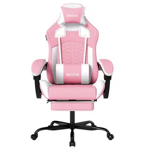 WOTSTA Gaming Chalr, high back ergonomlc computer chalr,Equipped with memory foam headrest and lumbar pillow,360° swivel Chair Adjustable Racing Gaming Chair with Footrest officechair
