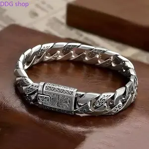 Vintage Stainless Steel Bracelet for Men, Gothic Trendy All-Match Metal Bangle, Hypoallergenic Durable Fashion Jewelry, Daily Casual Party Holiday Wear, Perfect Birthday Anniversary Gift Accessory