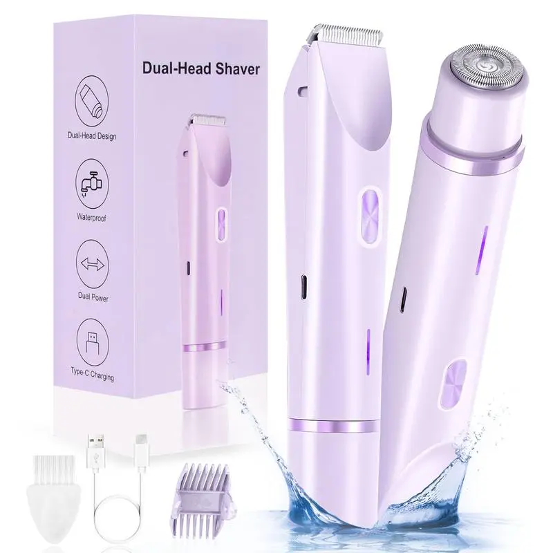 Electric Bikini Trimmer for Women, Rechargeable 2 in 1Body & Facial Hair Removal, Waterproof Wet & Dry Use Trimmer for Women, Winter & New Year Gift, Valentine's Day Gift