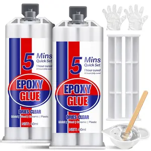 5 Minute Epoxy Glue, 3.4oz  Curing Epoxy  Kit, Clear 2 Part Epoxy Adhesive for Metal, Plastic, , Ceramic, Glass, Fiberglass and  - , Universal,  Bond Repair Glue
