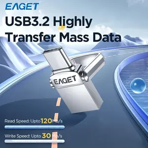 Eaget 2-in-1 Dual-Interface USB 3.2 Flash Drive, Type-C & Type-A Pendrive, 32GB/64GB, 120Mb/s Ultra-Speed, Waterproof & Dust-Proof, Compatible with Multiple Mobile & Electronic Devices