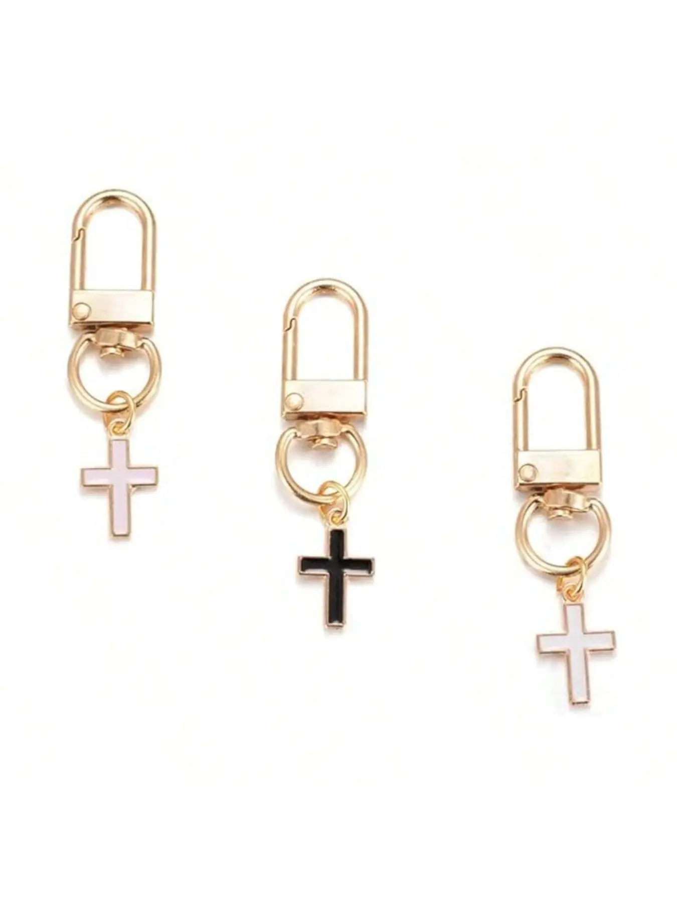 Set of 3 Criss Cross Keychains, Metal Keychains, Keychain Jewelry, Keychain For Purse, Gothic Cross Keychain, Colors, Casual Style for All Seasons, Perfect for Car Keys Bags Wallets Backpacks