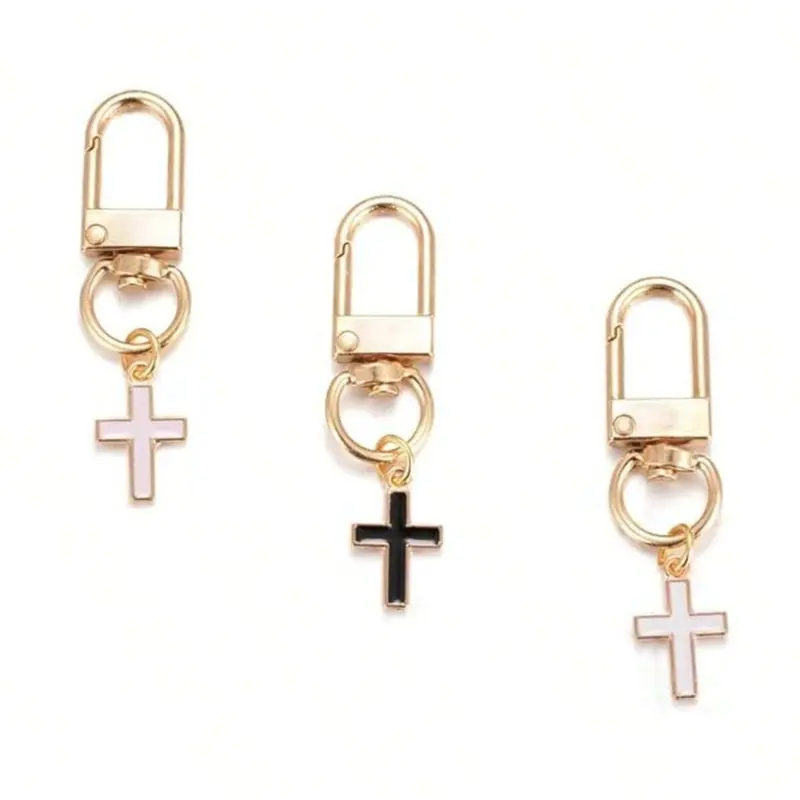 Set of 3 Criss Cross Keychains, Metal Keychains, Keychain Jewelry, Keychain For Purse, Gothic Cross Keychain, Colors, Casual Style for All Seasons, Perfect for Car Keys Bags Wallets Backpacks