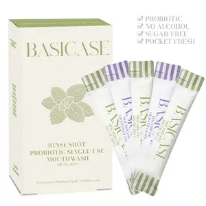Basicase Travel Size Mouthwash Packets ( 20/40 Count ) , Grape & Mint Flavors Alcohol-Free Oral Care for On-the-Go Freshness