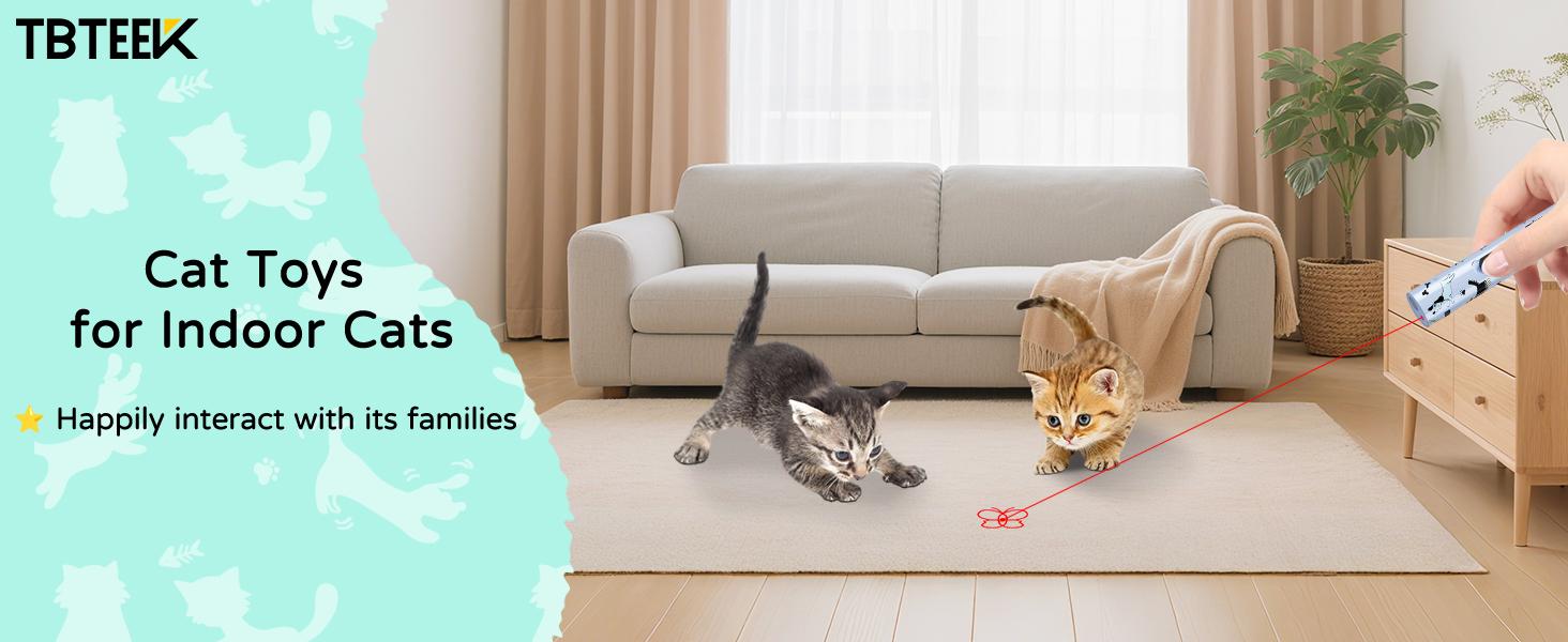 TBTeek Cat Toy, Battery Screen, Cute Fun Creative Body, Rechargeable, 7 Adjustable Patterns, Interactive Kitten Pet Dog Chase Toy for Fun Chase Play Exercise (1pcs)